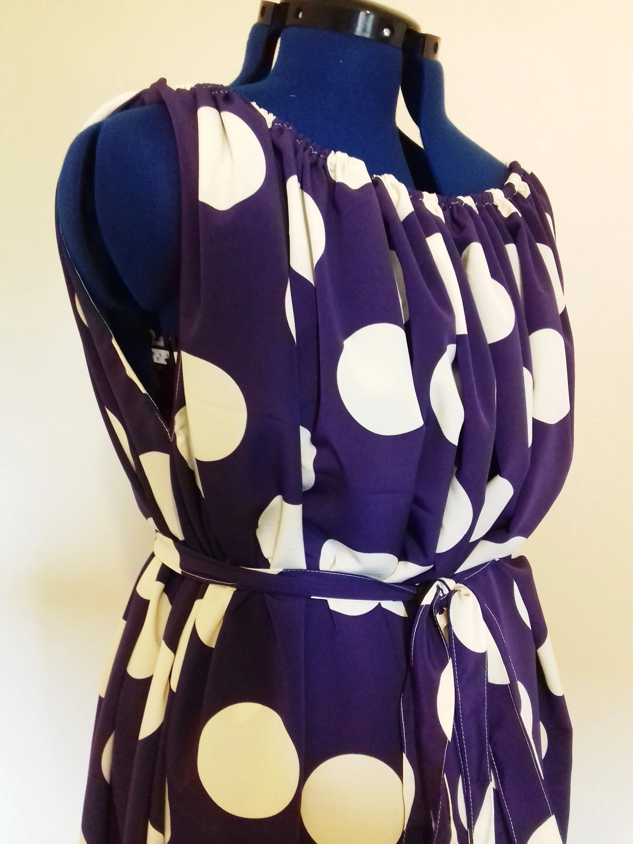 Purple White Polka Dot Plus Size Dress