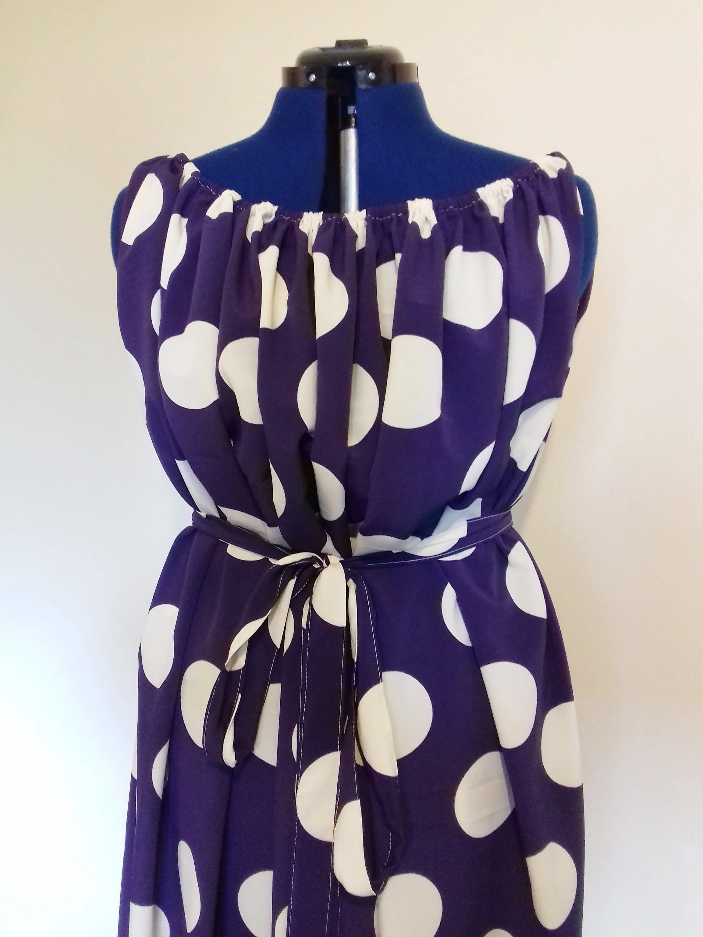 Purple White Polka Dot Plus Size Dress