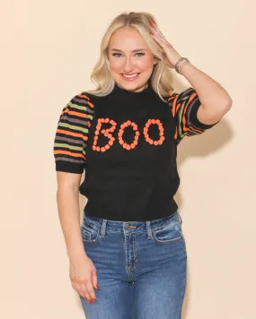 "Boo" Short Puff Sleeve Sweater