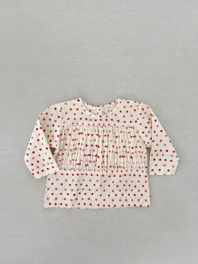 ruched roma blouse in polka dot