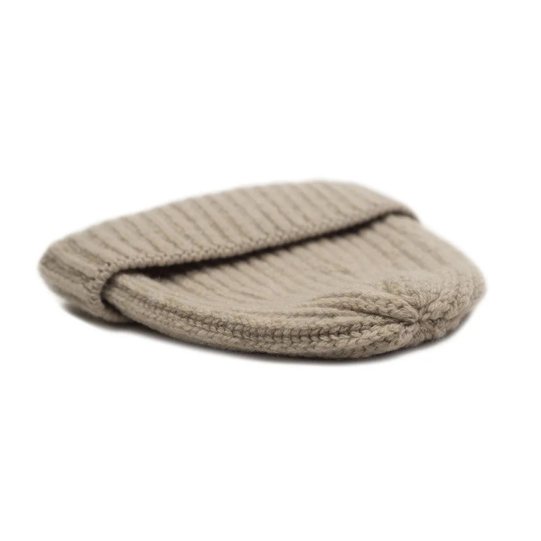 Sabbia light beige classic ribbed fisherman merino wool hat