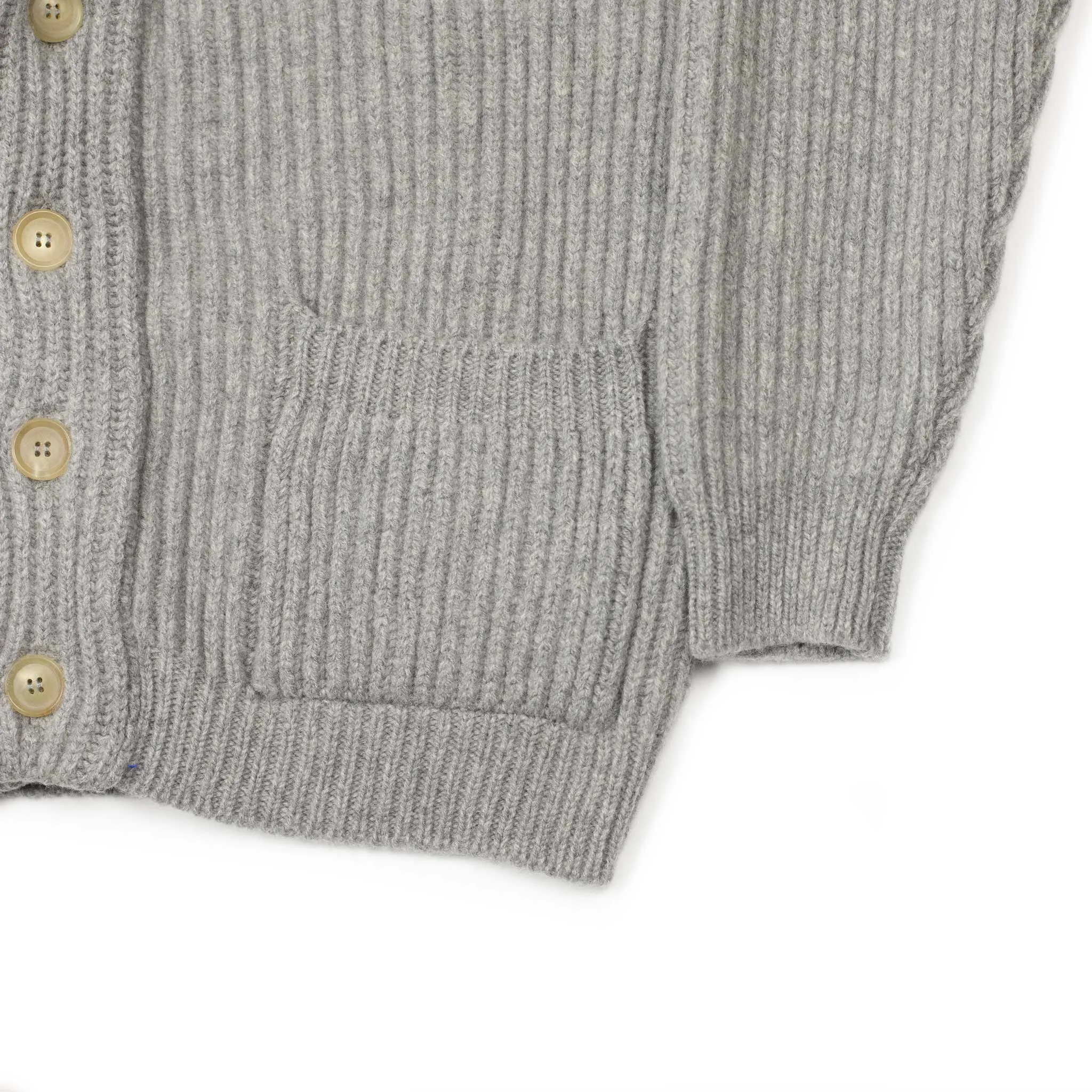 Shawl collar 4-ply cardigan jacket in Flannel grey supergeelong lambswool