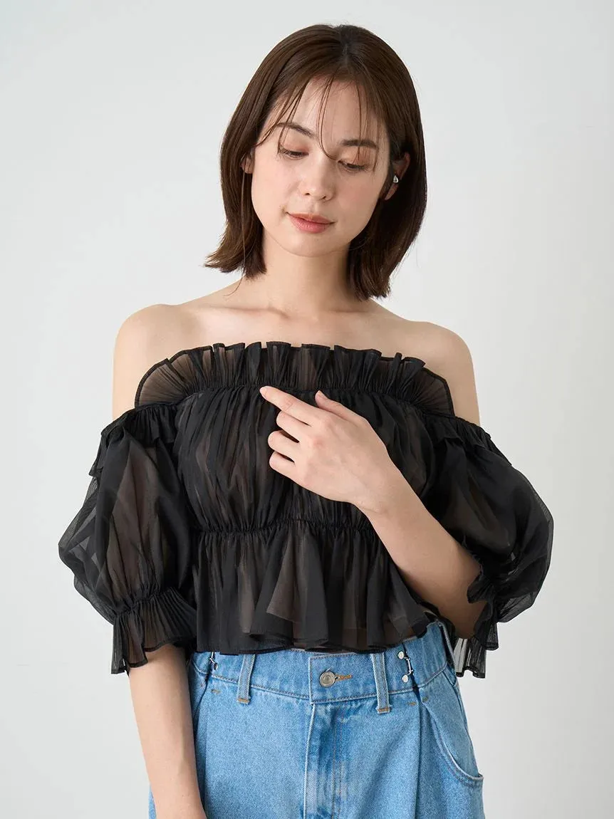 Sustainable Gathered Off-The-Shoulder Blouse