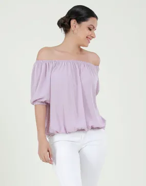 Two Way Crop Top with Puff Sleeves