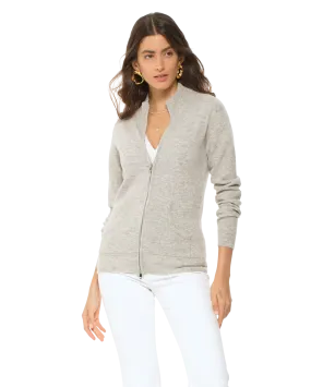 Women's Cashmere Zip Cardigan Light Grey