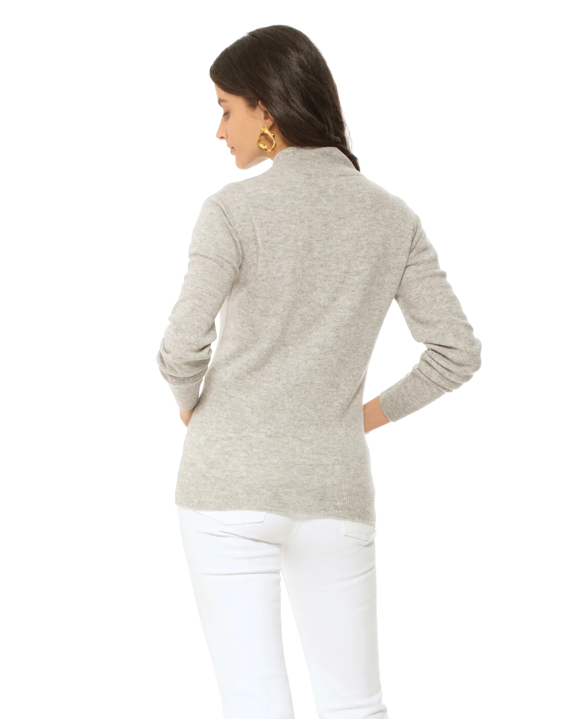 Women's Cashmere Zip Cardigan Light Grey