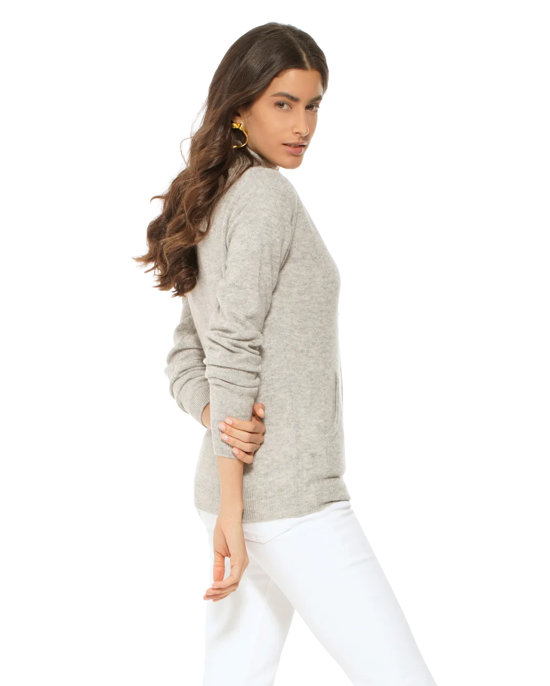 Women's Cashmere Zip Cardigan Light Grey