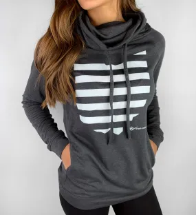 Women's Striped Ohio Funnel Neck Sweatshirt