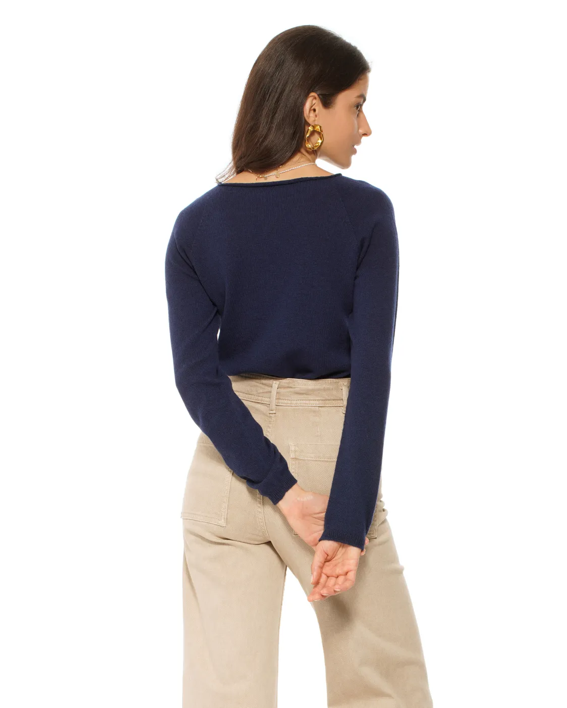 Women's Ultralight Cashmere Raglan Crew Neck Sweater Night Blue