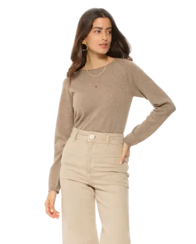 Women's Ultralight Cashmere Raglan Crew Neck Sweater Taupe