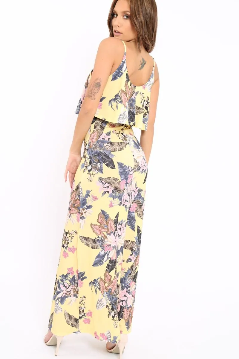 Yellow Floral Cami Maxi Dress - Kemmy